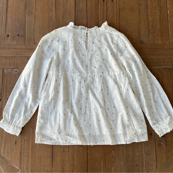 Mini Boden gold confetti spot polka dots Lace pleated long sleeve blouse nwt - Picture 6 of 6
